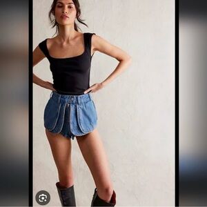 Free People Blue Prince Street Mini Shorts Size 26 NWOT